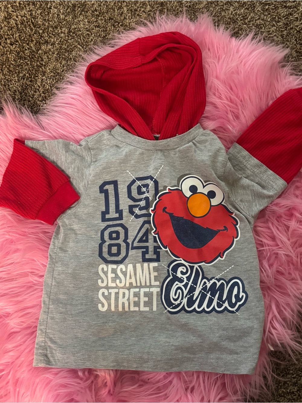 Sesame Street Elmo 18M Layered Hooded Shirt